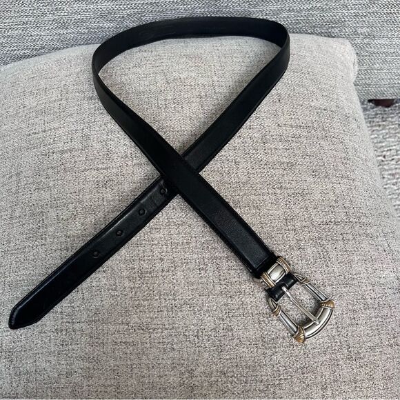 Vintage Fossil Black Leather Belt With Ornate Buckle - Picture 3 of 8